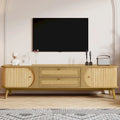 Mobile TV in Rattan con Contenitore | Adatto per TV fino a 75" | Montaggio da 1 Persona