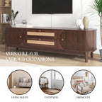 Mobile TV in Rattan con Contenitore | Adatto per TV fino a 75" | Montaggio da 1 Persona