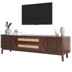 Mobile TV in Rattan con Contenitore | Adatto per TV fino a 75" | Montaggio da 1 Persona