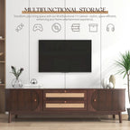 Mobile TV in Rattan con Contenitore | Adatto per TV fino a 75" | Montaggio da 1 Persona