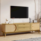 Mobile TV in Rattan con Contenitore | Adatto per TV fino a 75" | Montaggio da 1 Persona