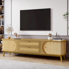 Mobile TV in Rattan con Contenitore | Adatto per TV fino a 75" | Montaggio da 1 Persona