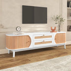 Mobile TV in Rattan con Contenitore | Adatto per TV fino a 75" | Montaggio da 1 Persona