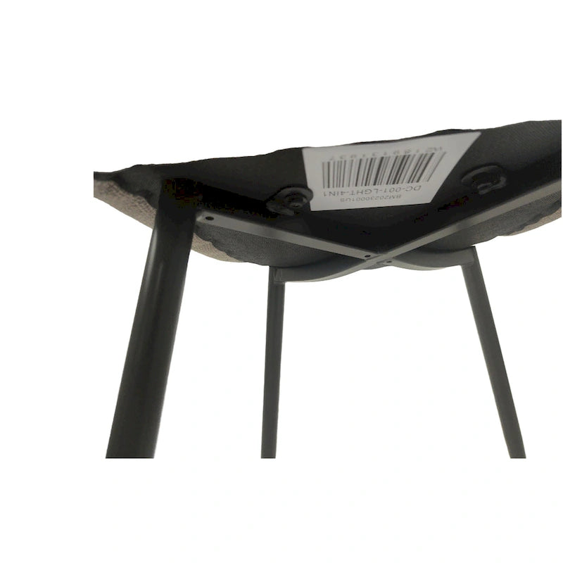 Sedia da pranzo imbottita beige/grigio chiaro con gambe in metallo nero, set da 4