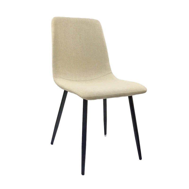 Sedia da pranzo imbottita beige/grigio chiaro con gambe in metallo nero, set da 4