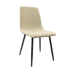 Sedia da pranzo imbottita beige/grigio chiaro con gambe in metallo nero, set da 4