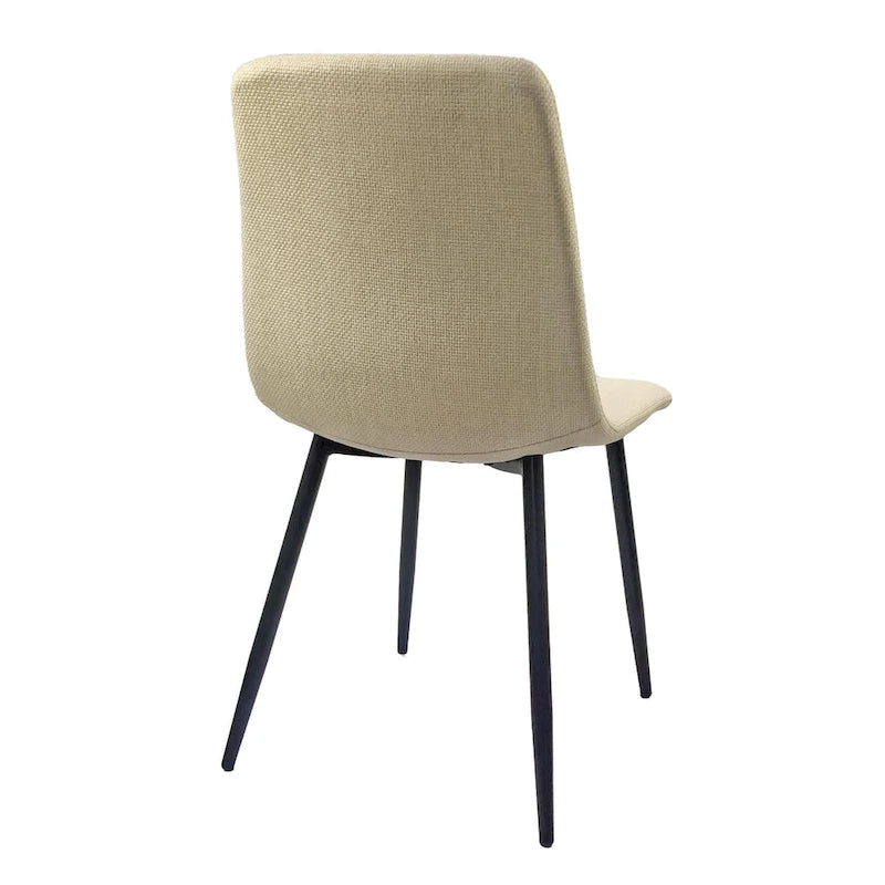 Sedia da pranzo imbottita beige/grigio chiaro con gambe in metallo nero, set da 4