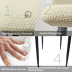 Sedia da pranzo imbottita beige/grigio chiaro con gambe in metallo nero, set da 4