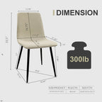 Sedia da pranzo imbottita beige/grigio chiaro con gambe in metallo nero, set da 4