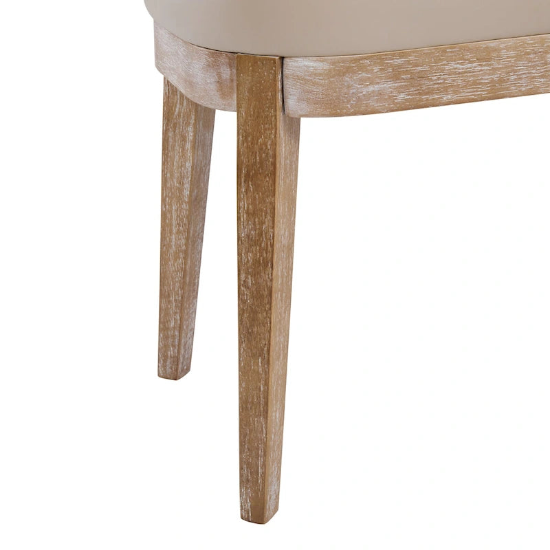 Panca ottomana in similpelle con gambe in legno, stile metà secolo, sedile singolo