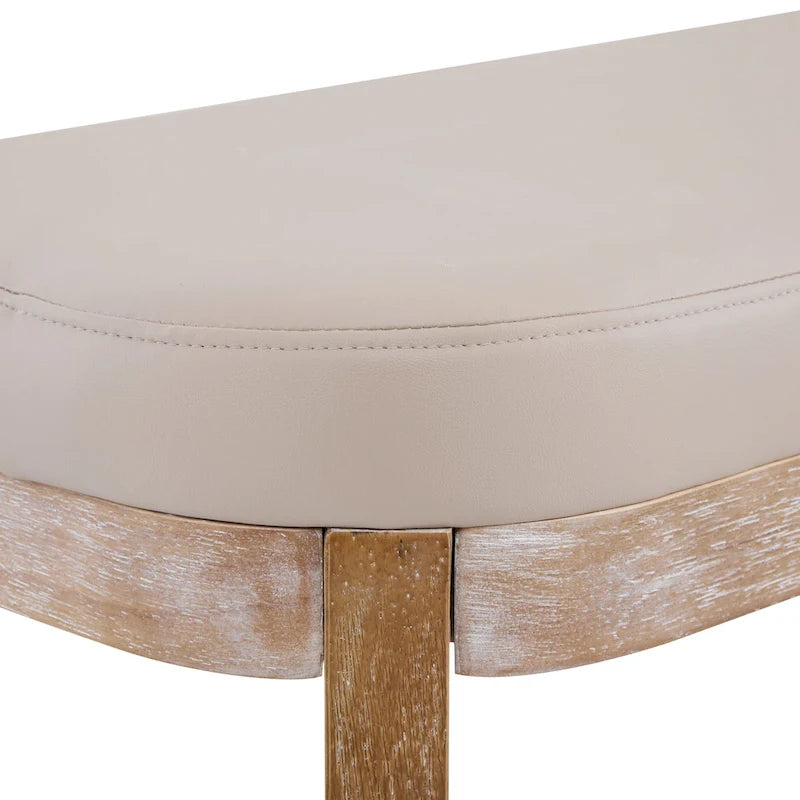 Panca ottomana in similpelle con gambe in legno, stile metà secolo, sedile singolo