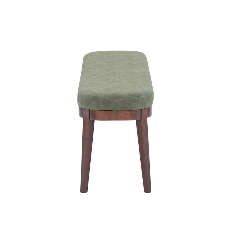 Panca ottomana in similpelle con gambe in legno, stile metà secolo, sedile singolo