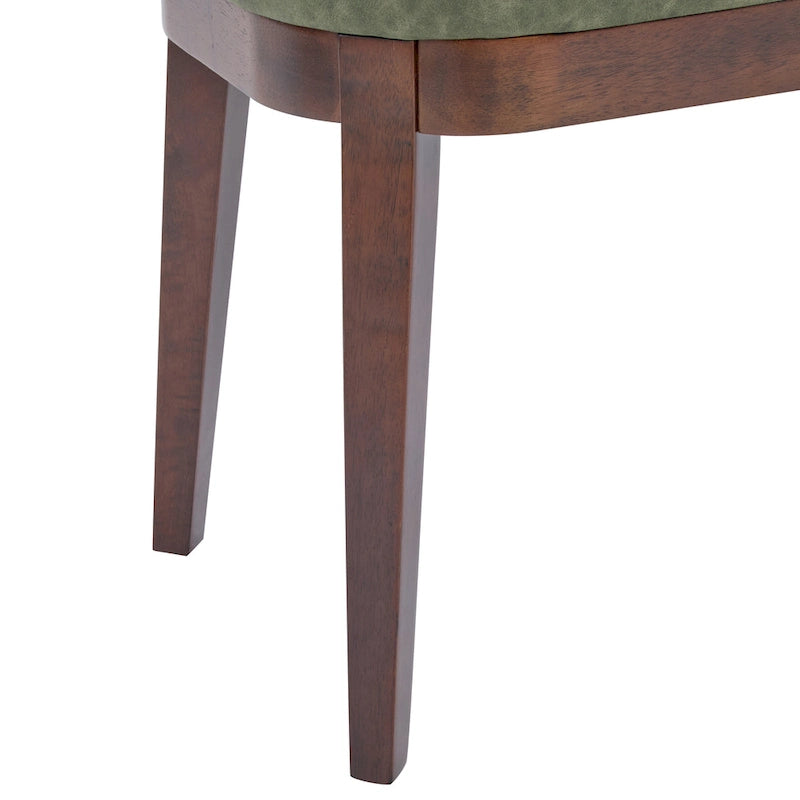Panca ottomana in similpelle con gambe in legno, stile metà secolo, sedile singolo