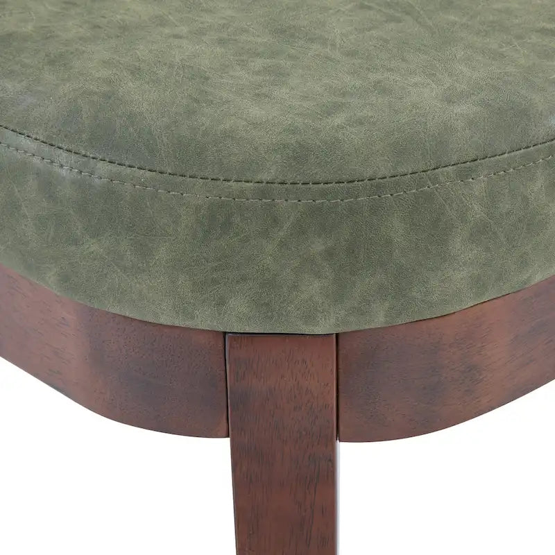Panca ottomana in similpelle con gambe in legno, stile metà secolo, sedile singolo