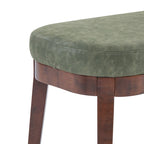 Panca ottomana in similpelle con gambe in legno, stile metà secolo, sedile singolo