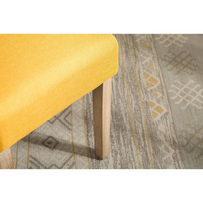 Set di 2 sedie da pranzo con schienale alto capitonné e gambe in legno massello – Blu / Antracite / Viola / Tortora / Giallo / Grigio