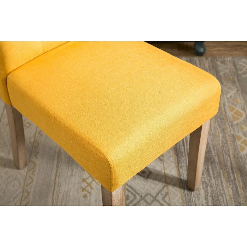 Set di 2 sedie da pranzo con schienale alto capitonné e gambe in legno massello – Blu / Antracite / Viola / Tortora / Giallo / Grigio