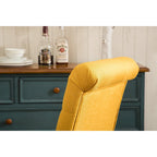 Set di 2 sedie da pranzo con schienale alto capitonné e gambe in legno massello – Blu / Antracite / Viola / Tortora / Giallo / Grigio