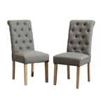Set di 2 sedie da pranzo con schienale alto capitonné e gambe in legno massello – Blu / Antracite / Viola / Tortora / Giallo / Grigio