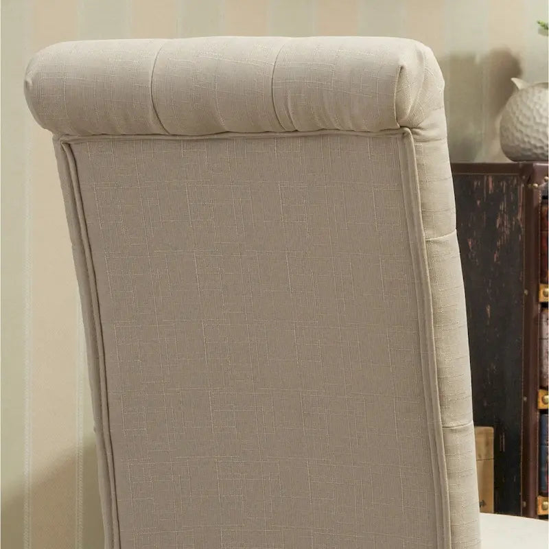Set di 2 sedie da pranzo con schienale alto capitonné e gambe in legno massello – Blu / Antracite / Viola / Tortora / Giallo / Grigio