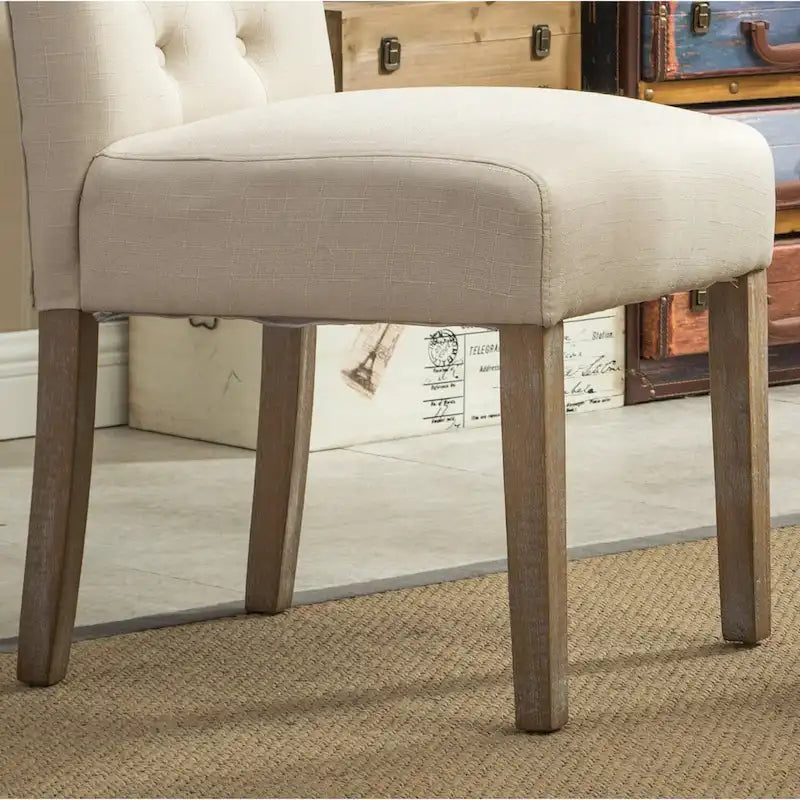 Set di 2 sedie da pranzo con schienale alto capitonné e gambe in legno massello – Blu / Antracite / Viola / Tortora / Giallo / Grigio