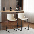 Sgabelli da bar vintage neri e crema con schienale, set da 2 – Altezza seduta 61 cm