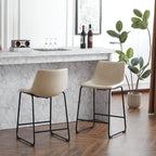Sgabelli da bar vintage neri e crema con schienale, set da 2 – Altezza seduta 61 cm