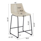 Sgabelli da bar vintage neri e crema con schienale, set da 2 – Altezza seduta 61 cm