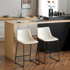 Sgabelli da bar vintage neri e crema con schienale, set da 2 – Altezza seduta 61 cm