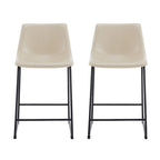 Sgabelli da bar vintage neri e crema con schienale, set da 2 – Altezza seduta 61 cm