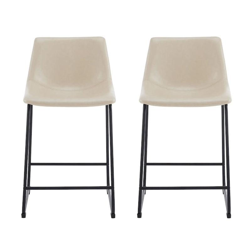 Sgabelli da bar vintage neri e crema con schienale, set da 2 – Altezza seduta 61 cm