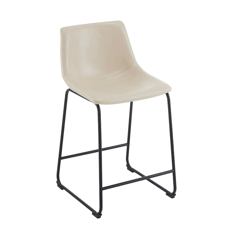 Sgabelli da bar vintage neri e crema con schienale, set da 2 – Altezza seduta 61 cm