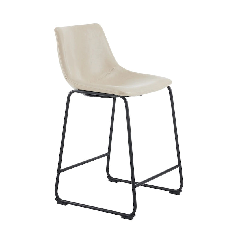 Sgabelli da bar vintage neri e crema con schienale, set da 2 – Altezza seduta 61 cm