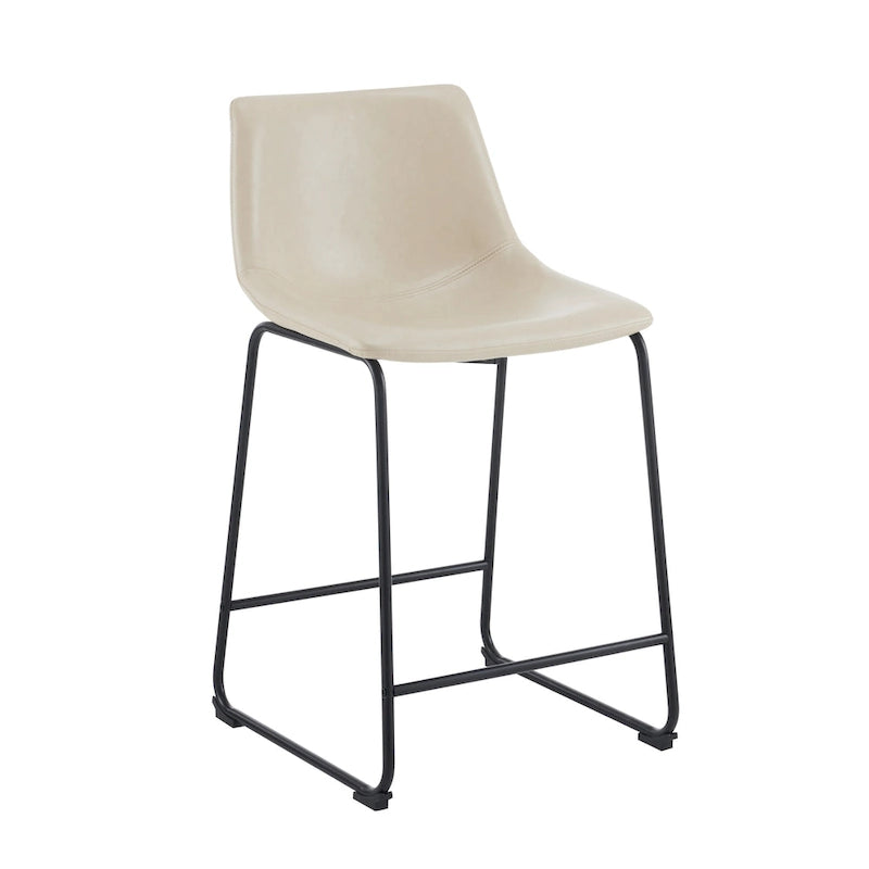 Sgabelli da bar vintage neri e crema con schienale, set da 2 – Altezza seduta 61 cm