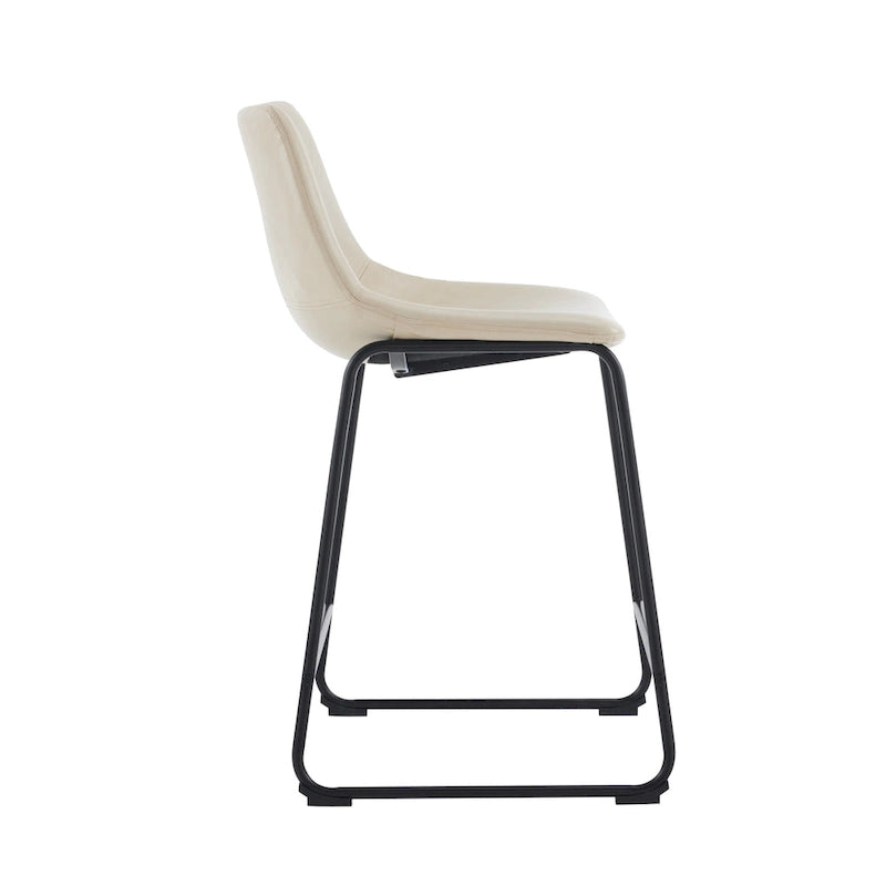Sgabelli da bar vintage neri e crema con schienale, set da 2 – Altezza seduta 61 cm