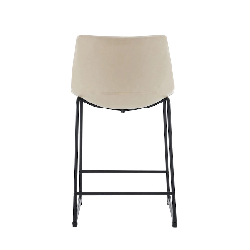 Sgabelli da bar vintage neri e crema con schienale, set da 2 – Altezza seduta 61 cm