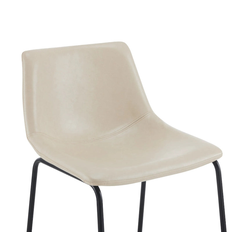 Sgabelli da bar vintage neri e crema con schienale, set da 2 – Altezza seduta 61 cm