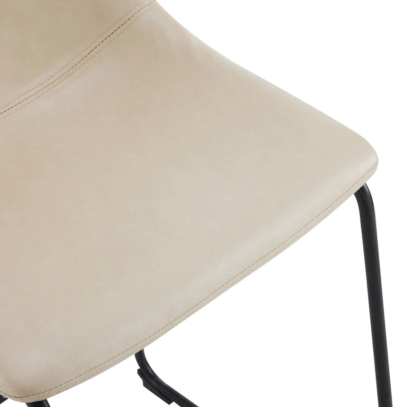 Sgabelli da bar vintage neri e crema con schienale, set da 2 – Altezza seduta 61 cm