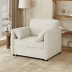 Poltrona letto convertibile in lino bianco/grigio, divano letto 3 in 1 con schienale regolabile, singolo