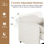 Poltrona letto convertibile in lino bianco/grigio, divano letto 3 in 1 con schienale regolabile, singolo