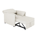 Poltrona letto convertibile in lino bianco/grigio, divano letto 3 in 1 con schienale regolabile, singolo
