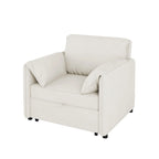 Poltrona letto convertibile in lino bianco/grigio, divano letto 3 in 1 con schienale regolabile, singolo