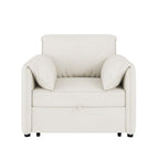 Poltrona letto convertibile in lino bianco/grigio, divano letto 3 in 1 con schienale regolabile, singolo