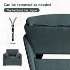 Poltrona letto convertibile in lino bianco/grigio, divano letto 3 in 1 con schienale regolabile, singolo