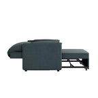 Poltrona letto convertibile in lino bianco/grigio, divano letto 3 in 1 con schienale regolabile, singolo