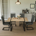 Set da pranzo da 5 pezzi nero/bianco/naturale con gambe in metallo, 4 posti a sedere