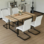 Set da pranzo da 5 pezzi nero/bianco/naturale con gambe in metallo, 4 posti a sedere