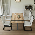 Set da pranzo da 5 pezzi nero/bianco/naturale con gambe in metallo, 4 posti a sedere
