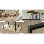 Set da pranzo da 5 pezzi nero/bianco/naturale con gambe in metallo, 4 posti a sedere