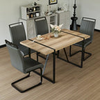 Set da pranzo da 5 pezzi nero/bianco/naturale con gambe in metallo, 4 posti a sedere